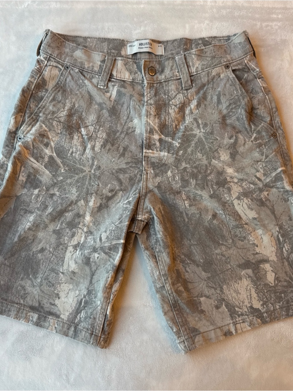 Hollister Baggy Jean Shorts Mens W31 Camo Carpenter Utility Y2K Skater